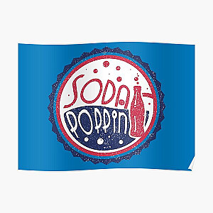 Sodapoppin Posters - Sodapoppin Retro Soda Pop Bottle Cap Blue  Poster RB1706