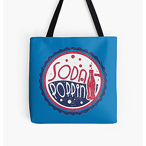 Sodapoppin Bags - Sodapoppin Retro Soda Pop Bottle Cap Blue  All Over Print Tote Bag RB1706
